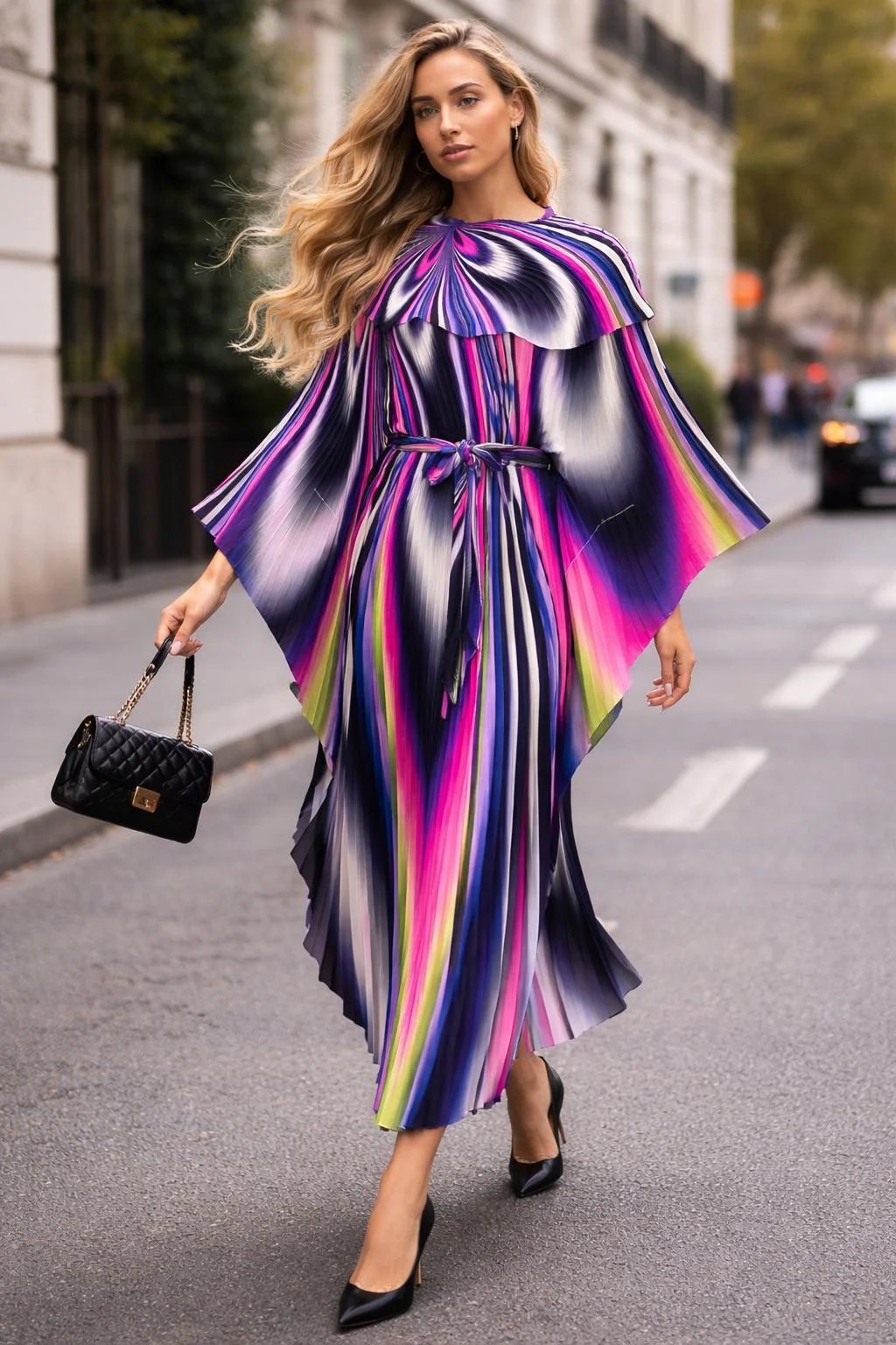 NY0043 3D SWIRL BATWIG DRESS