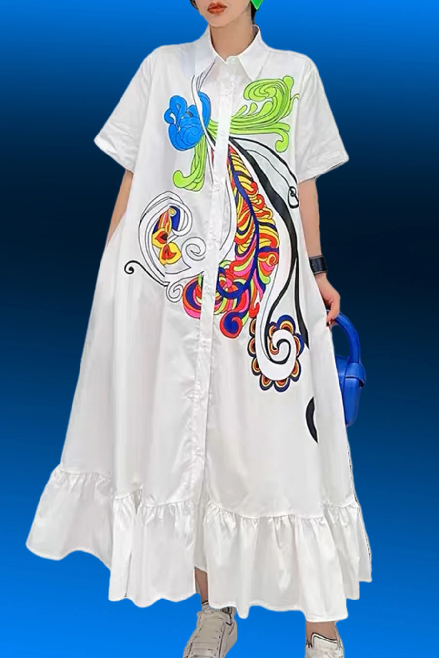 P105 DRESS (WHT, BLUE) - Image 2