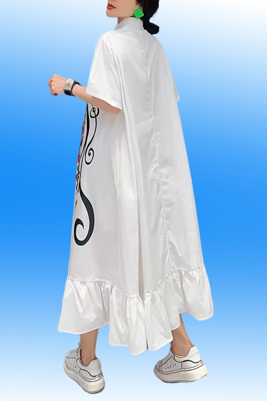 P105 DRESS (WHT, BLUE) - Image 3