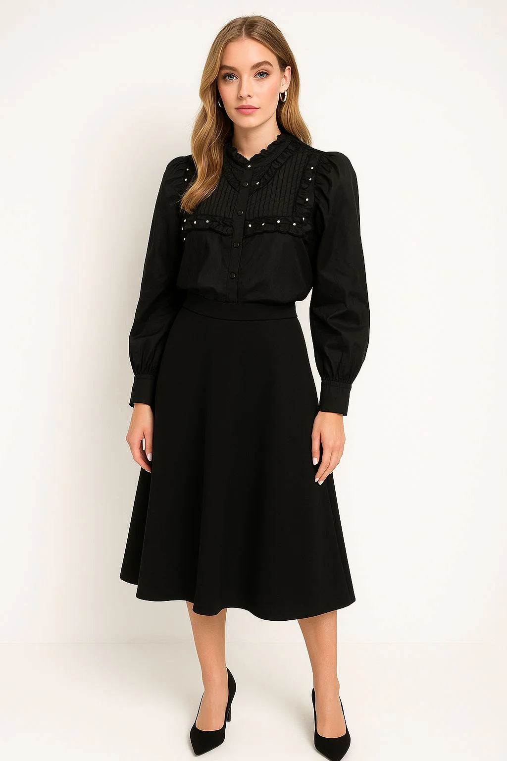 S215 STUDDED COTTON TOP (BLK, WHT) - Image 4