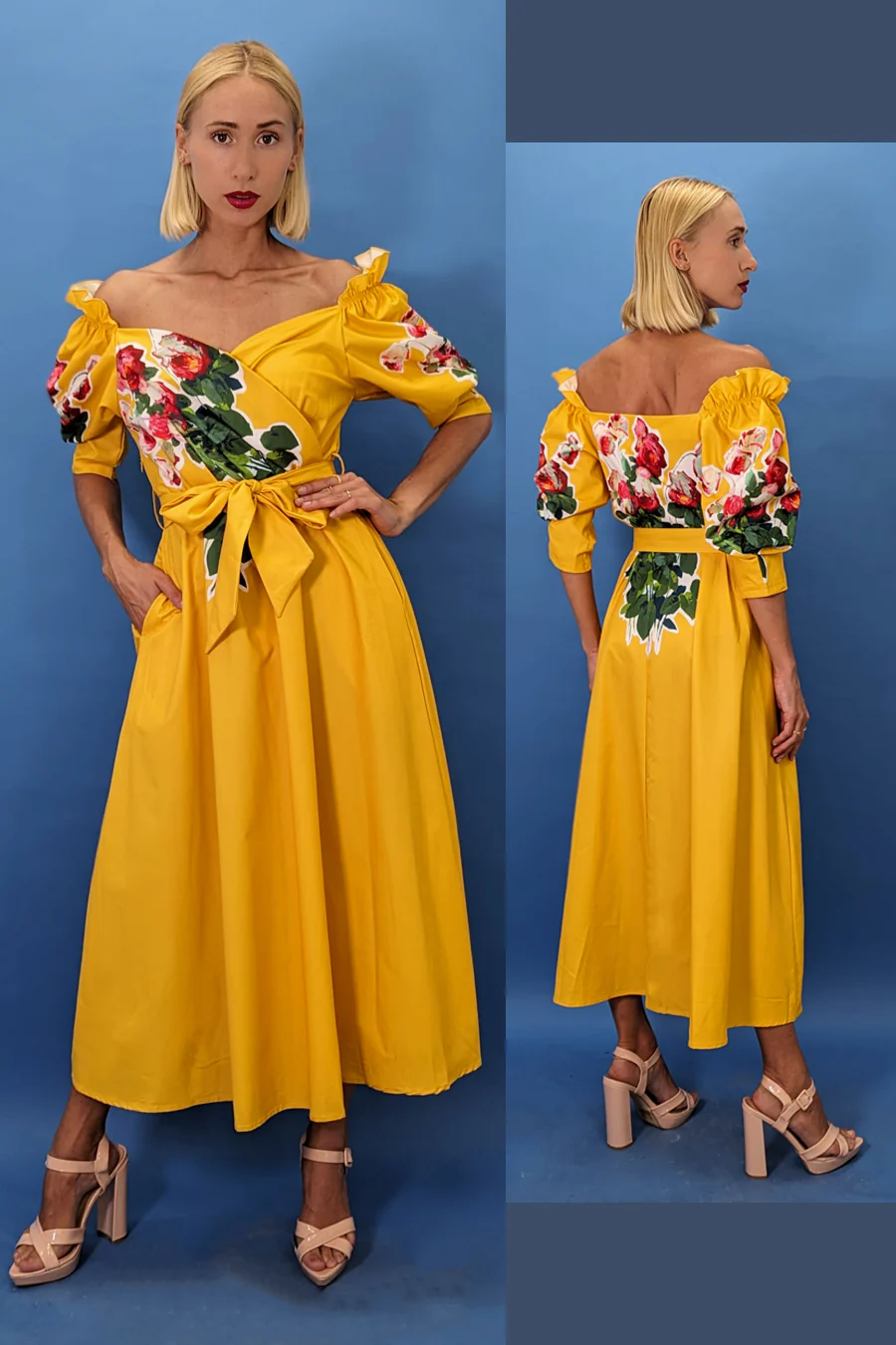 S262 DRESS (WHT, MUSTARD) - Image 2
