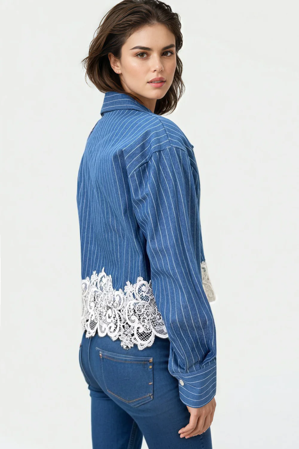 W5940 DENIM LACE TOP - Image 2