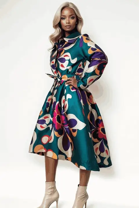 S3067 PLEATED HI-LO JACKET DRESS