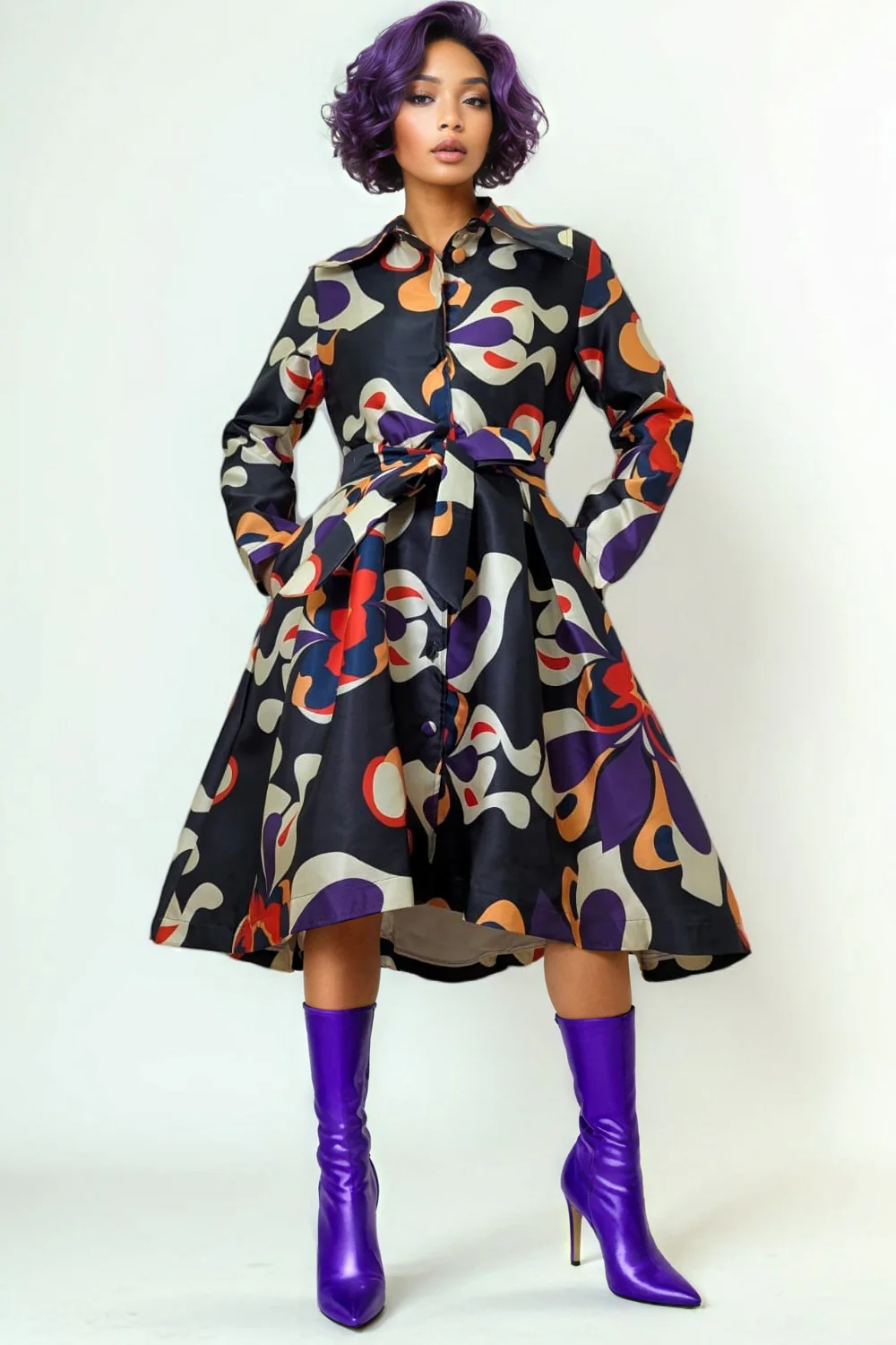 S3067 PLEATED HI-LO JACKET DRESS - Image 2