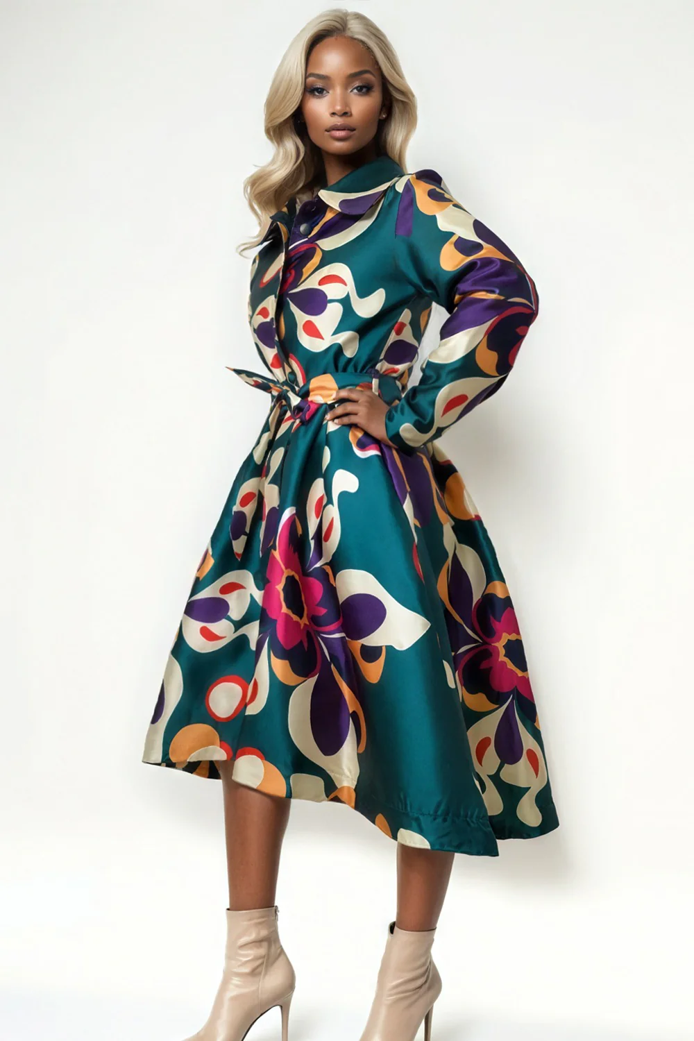 S3067 PLEATED HI-LO JACKET DRESS - Image 5