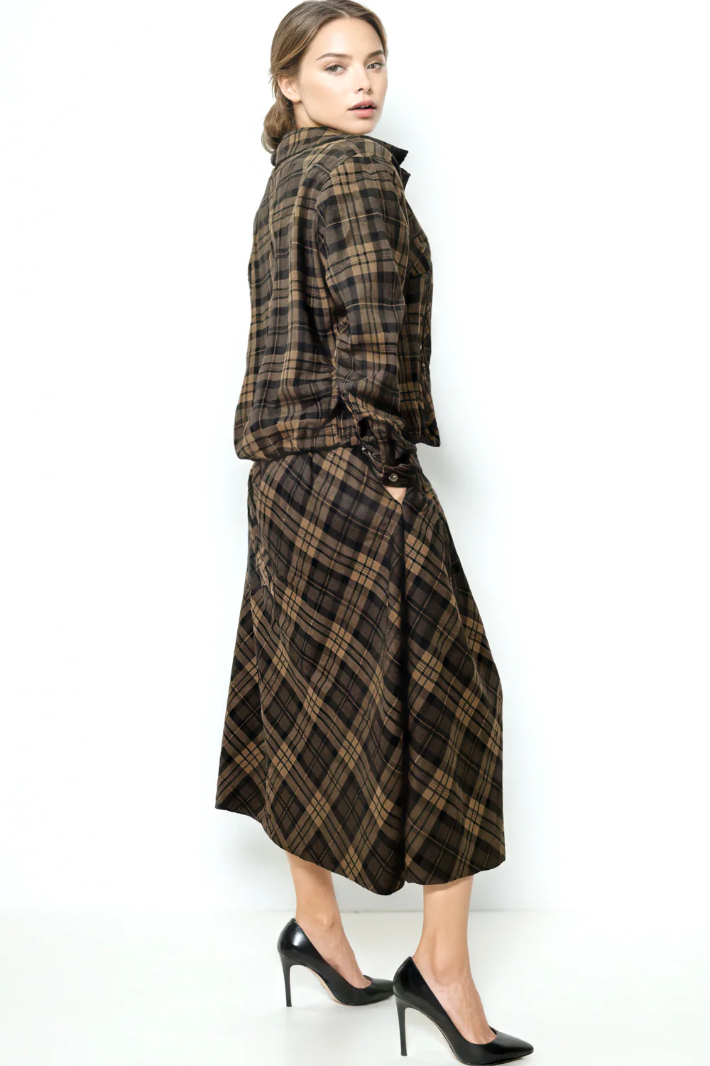 S3081 PLAID BUTTON-DOWN SKIRT - Image 2