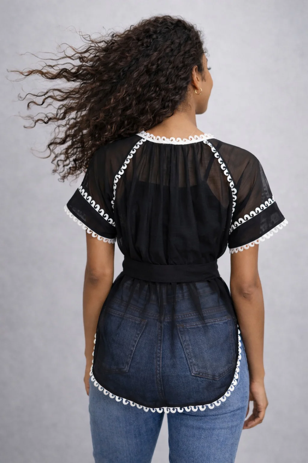 S3116 WAVE LACE HI- LO TOP (BLK,BLU,WHT) - Image 5