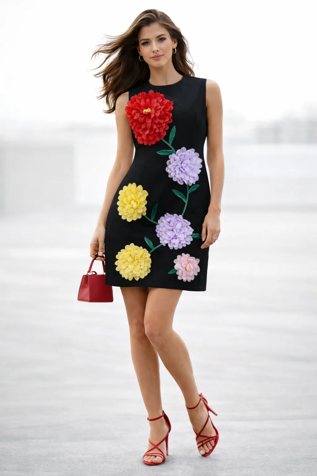 S3127 3D RUFFE FLORAL SHIFT MINI DRESS - Image 3