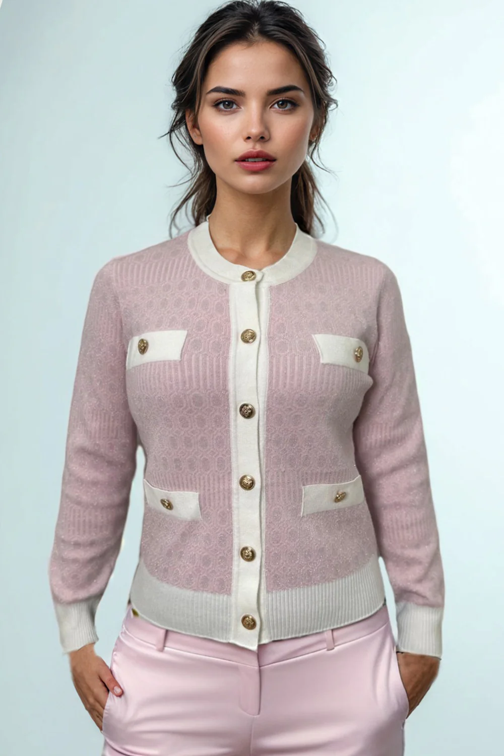 SK013 ROUND NECK CARDIGAN SWEATER