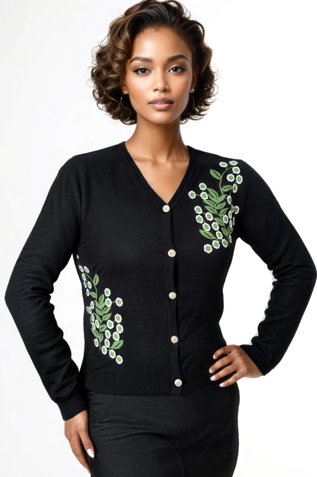 SK016 FLORAL CARDIGAN SWEATER