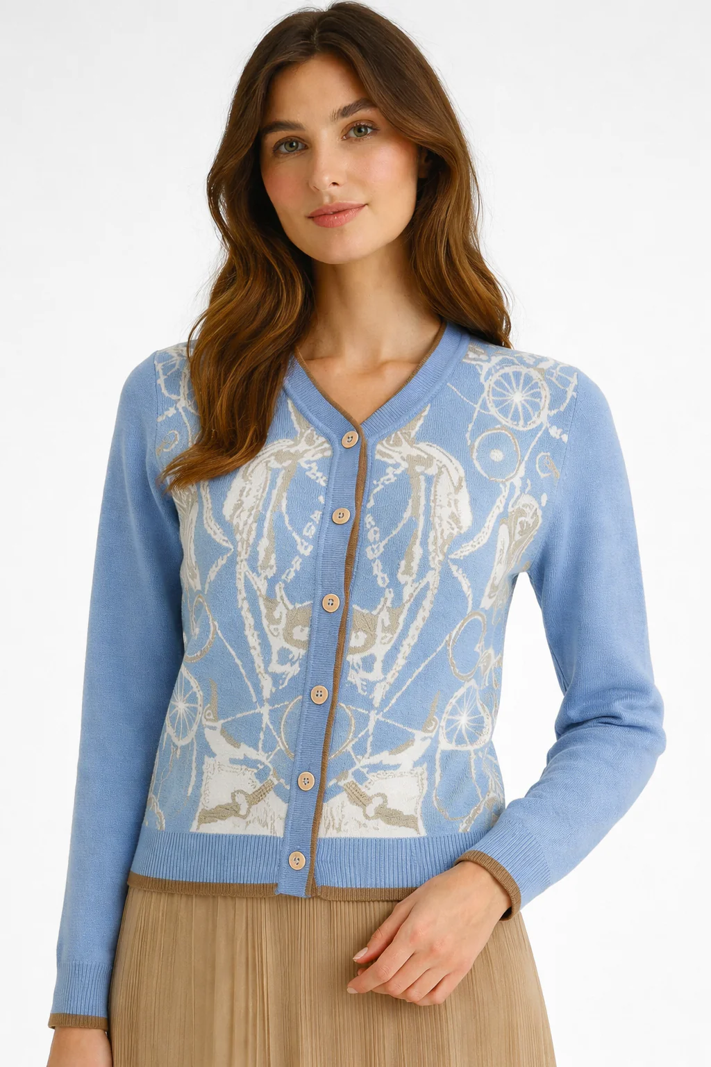 SK035 BAROQUE PRINT CARDIGAN SWEATER