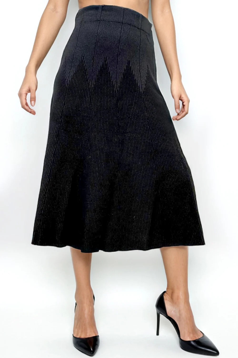 SK21022 RIBBED KNIT SKIRT (BLK, CAMEL) - Image 2