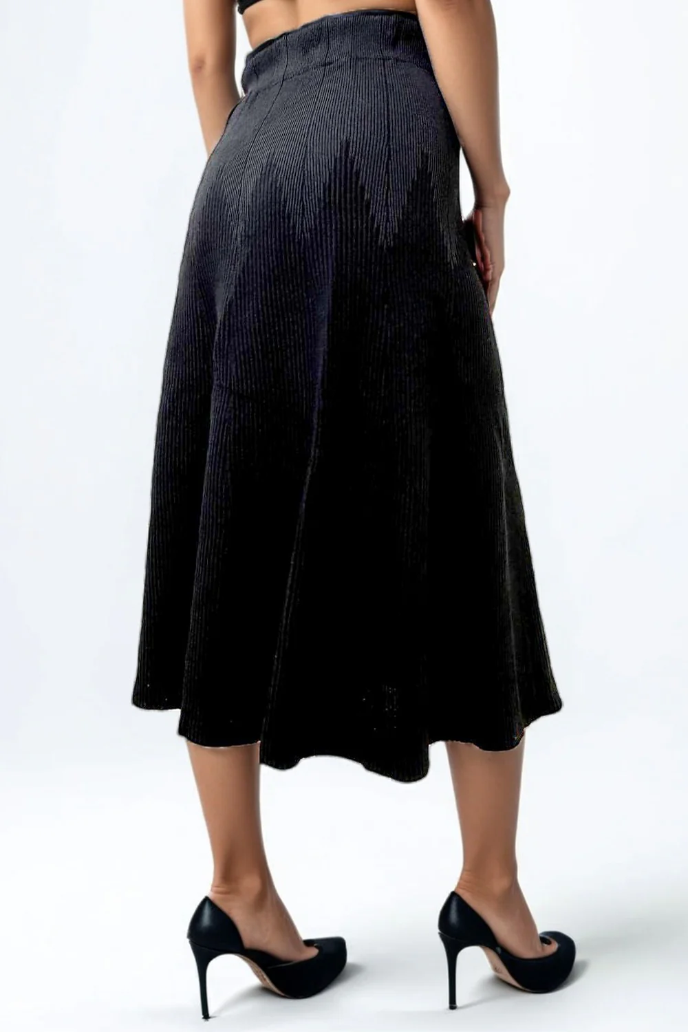 SK21022 RIBBED KNIT SKIRT (BLK, CAMEL) - Image 4