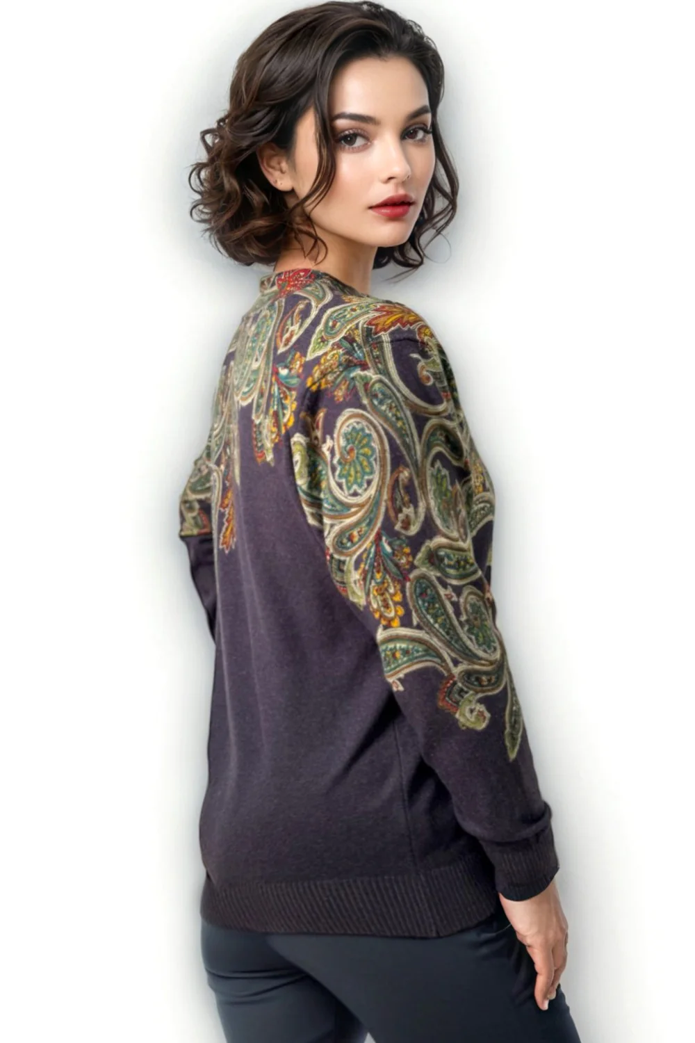 SY002 STUDDED V-NECK SWEATER (WHT, SMOKE) - Image 5
