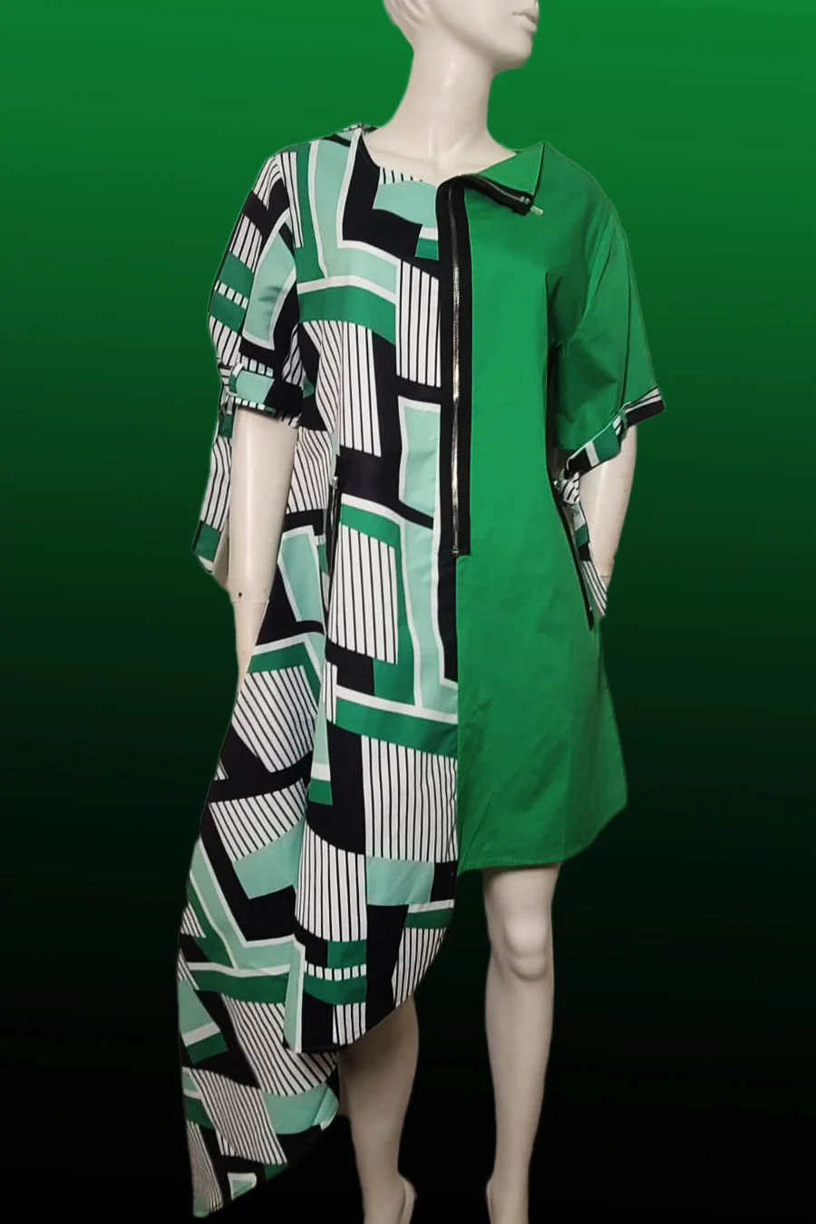 T13401A DRESS (GRN, YELLOW) (S, XXL) - Image 2