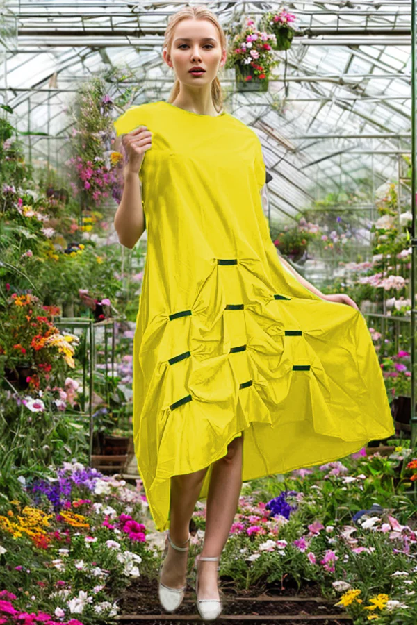 T139011 DRESS (GRN, YELLOW, LIME, MUSTARD) (S, M, XXXL)