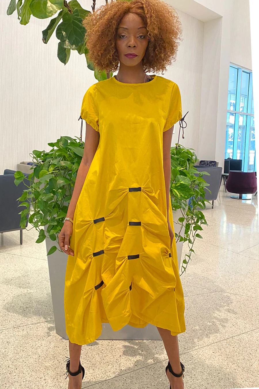 T139011 DRESS (GRN, YELLOW, LIME, MUSTARD) (S, M, XXXL) - Image 3