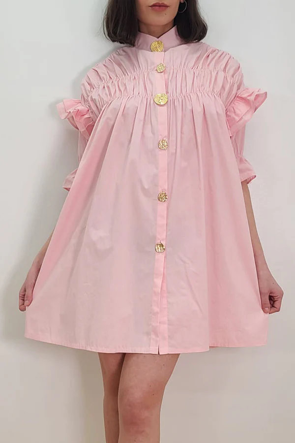 T13942 DRESS (PINK, GRN) (S, M)