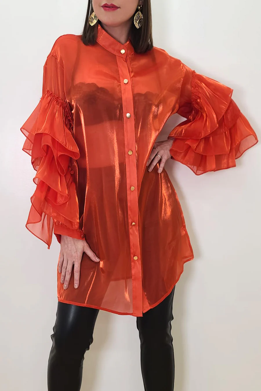 T14622 DRESS (WHT, GOLD, ORANGE) - Image 2