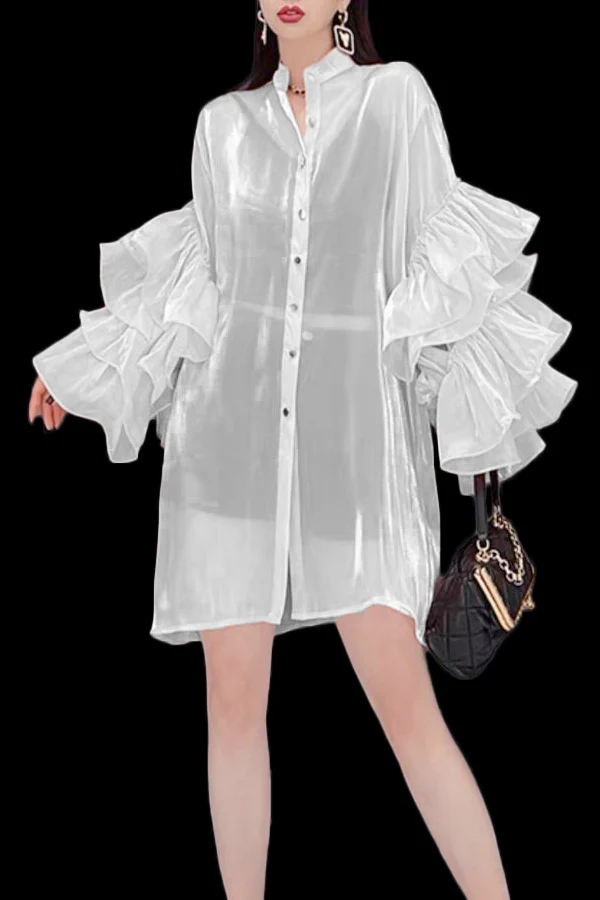 T14622 DRESS (WHT, GOLD, ORANGE) - Image 3