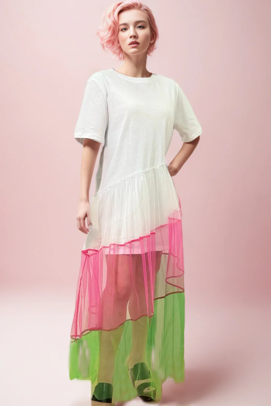 T14635 DRESS (WHT, BLK)