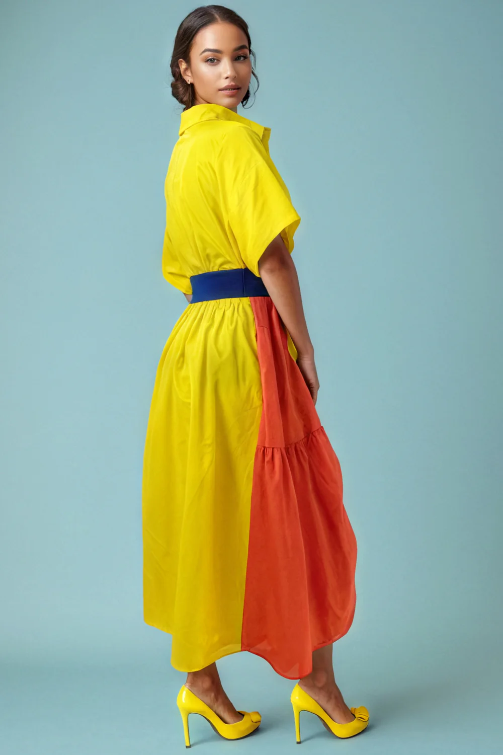 T14645 SCRUNCHED TIERED DRESS - Image 2