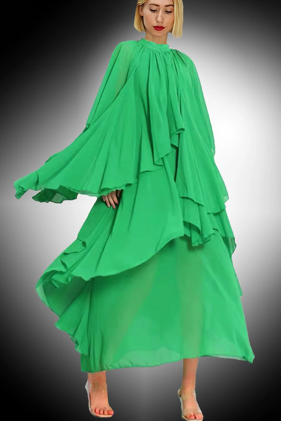 T14963 DRESS (GRN, FUCHSIA) (S, ONLY)
