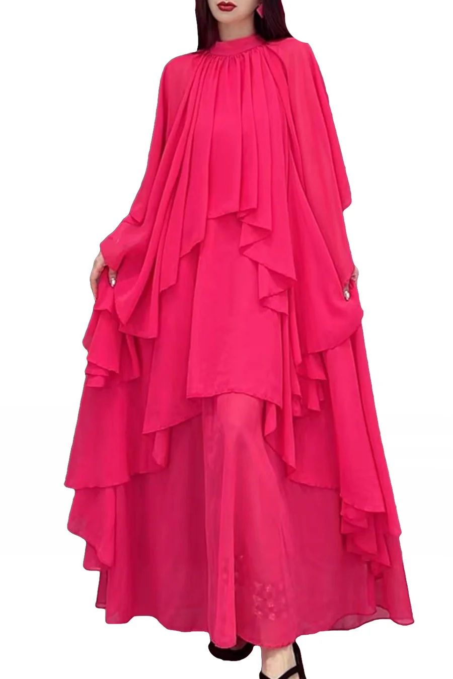 T14963 DRESS (GRN, FUCHSIA) (S, ONLY) - Image 3