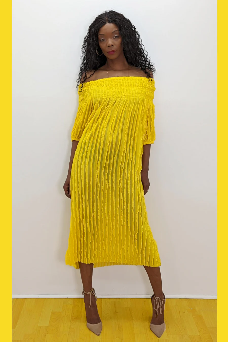 T1829 DRESS (YELLOW, WHT, VIOLET) - Image 2