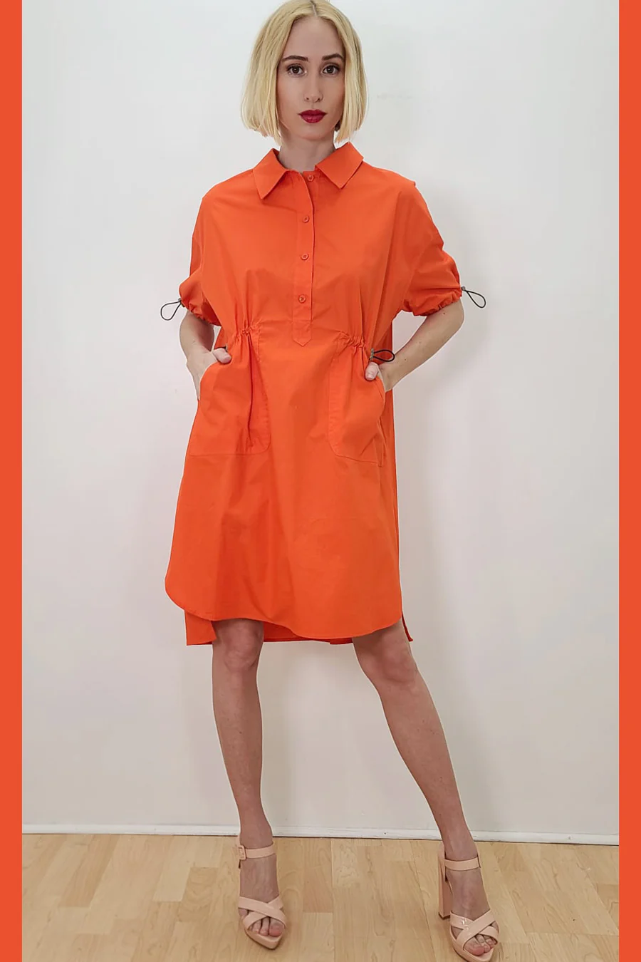 T1871 DRESS (WHT, BLUE, ORANGE, PINK)