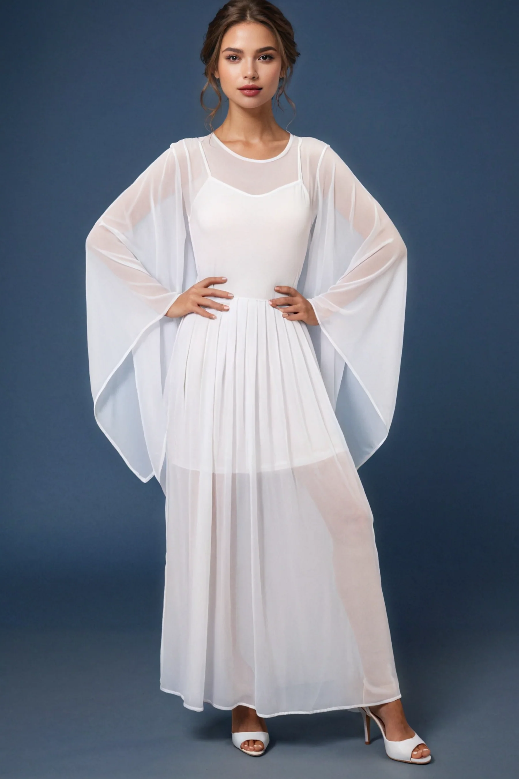 T2141 WHITE SHEER MAXI DRESS