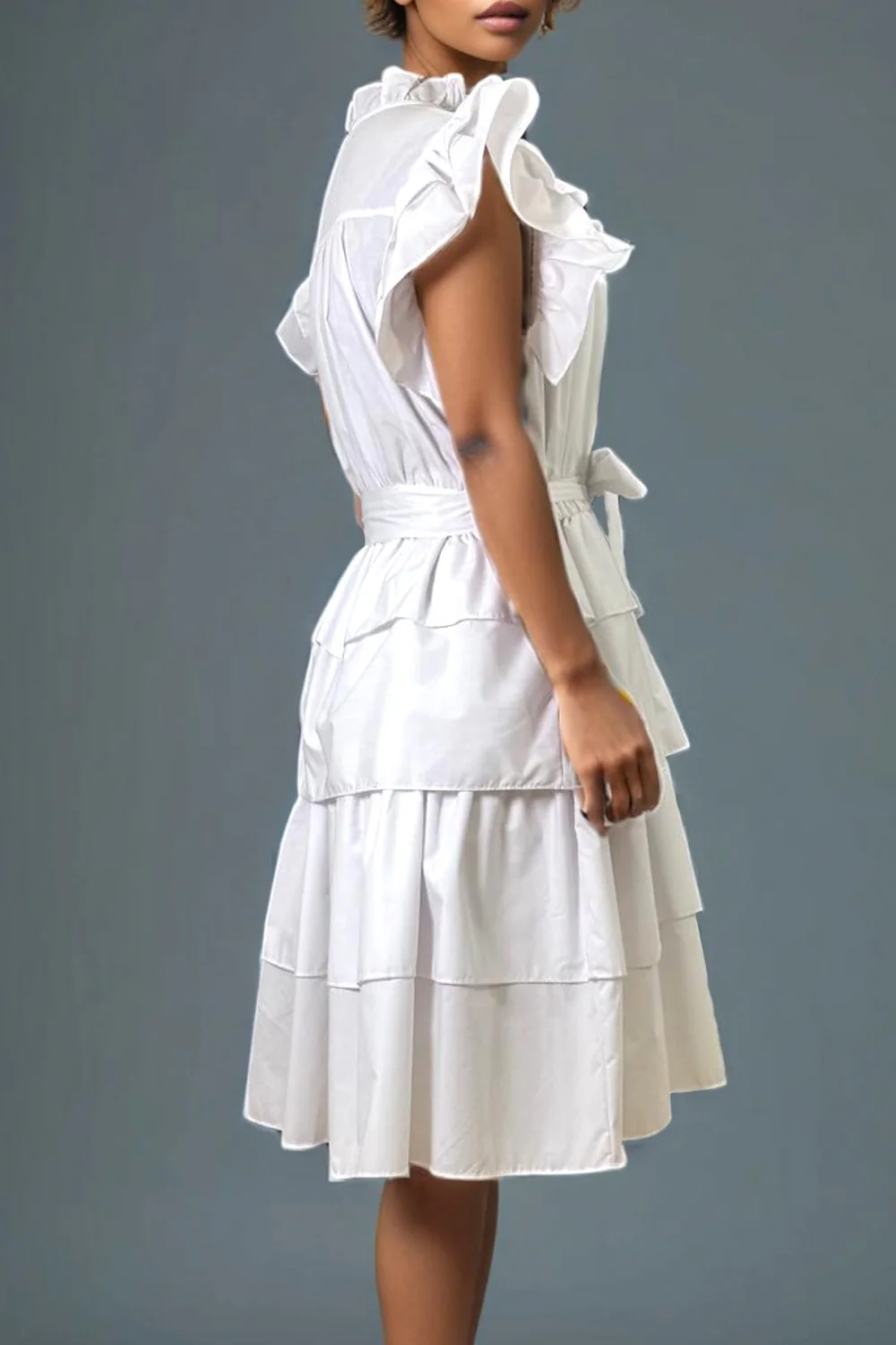 T2197 LAYERED V-NECK MINI DRESS - Image 2