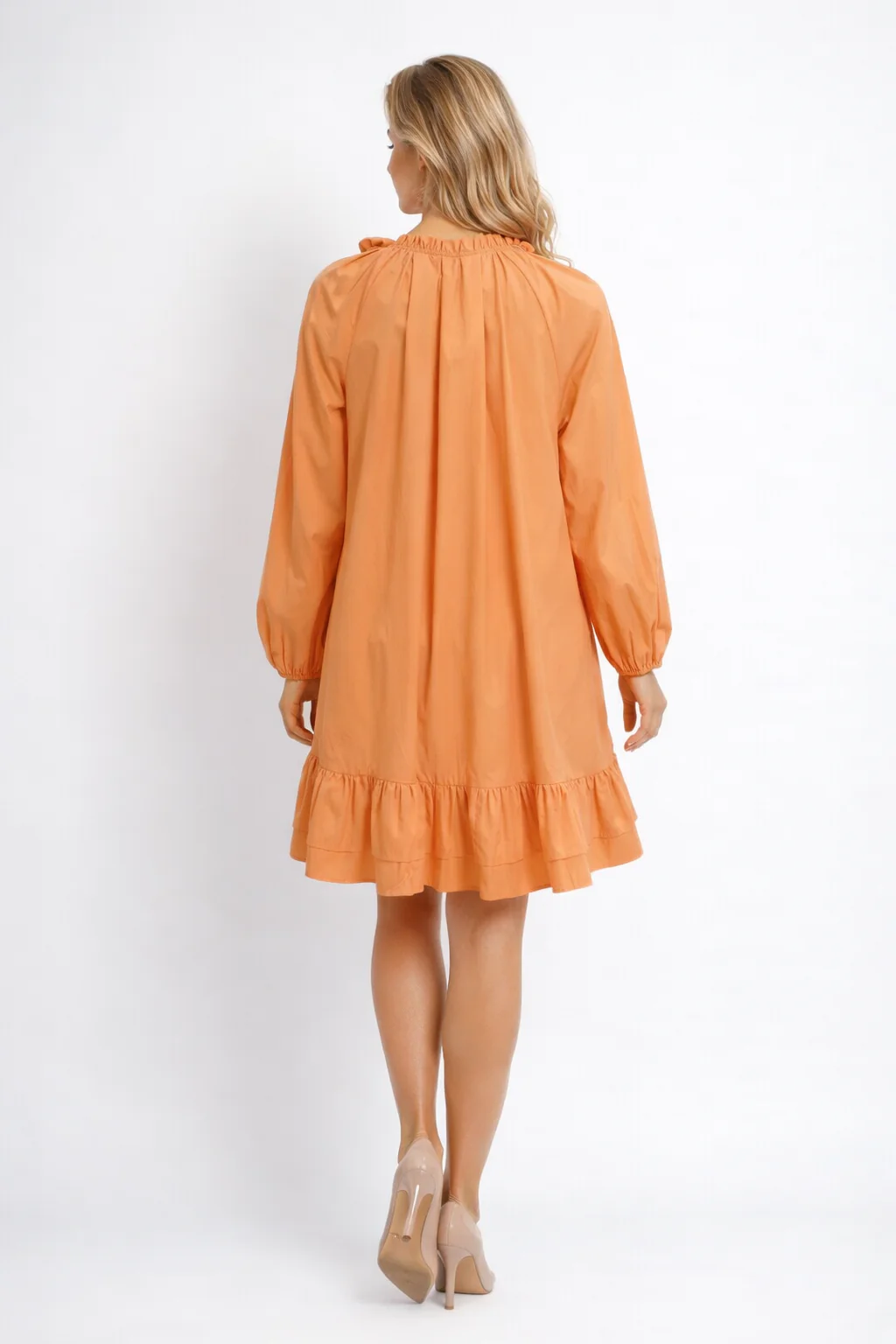T25038 FLORAL NECKLINE MINI DRESS (ORG, BLU) - Image 4