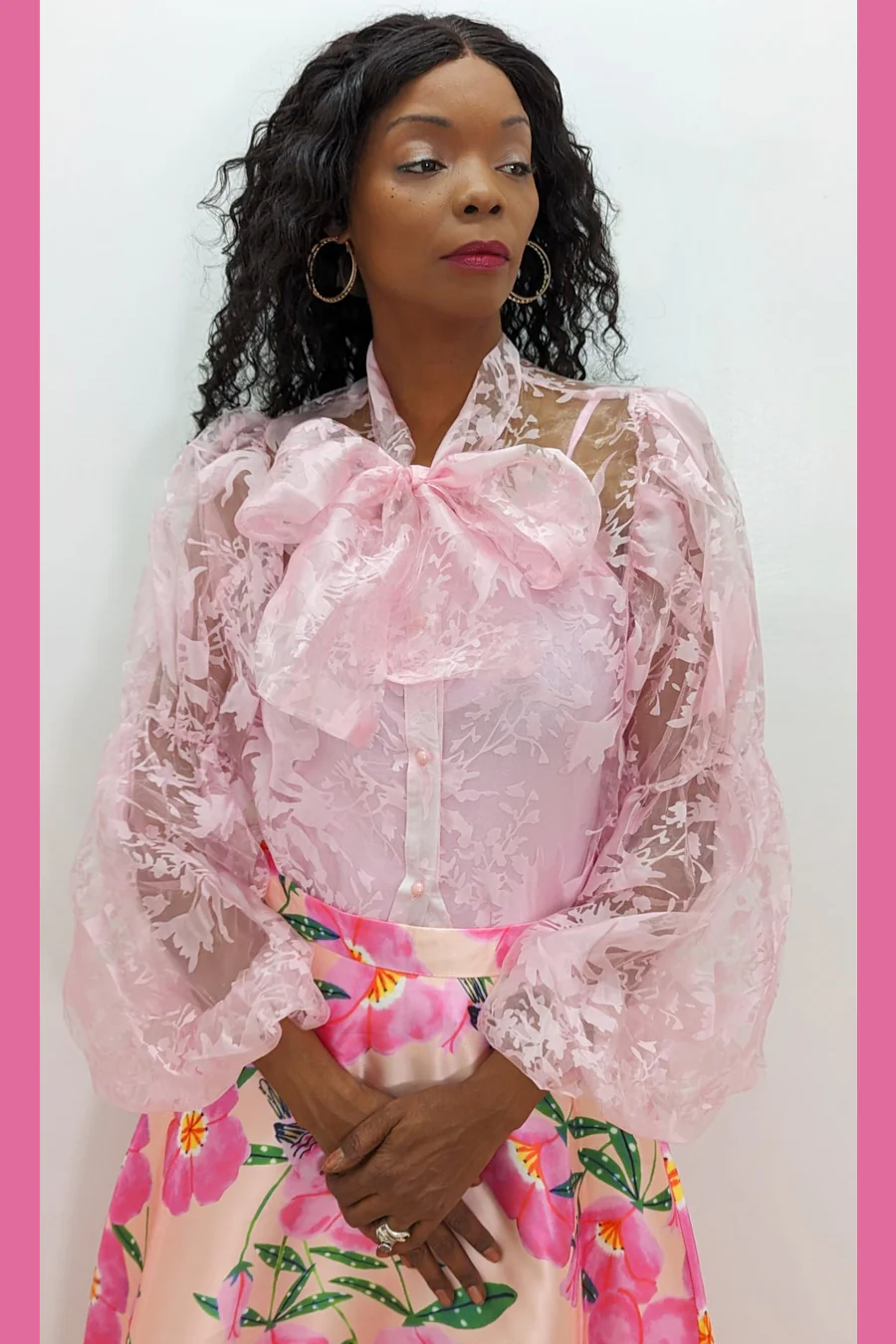 T2307 TOP (FUCHSIA, WHT, LIGHT PINK) - Image 2