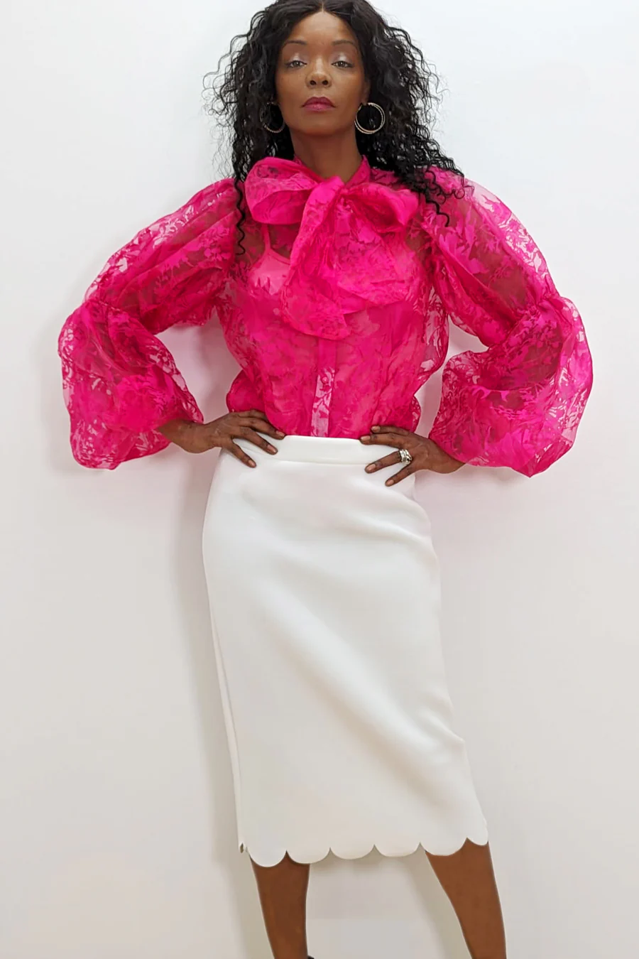 T2307 TOP (FUCHSIA, WHT, LIGHT PINK) - Image 4