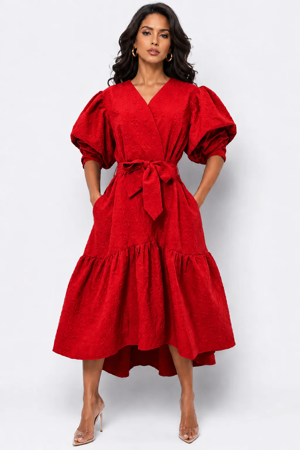 T2324 DRESS (RED, BLK, BLUE) - Image 3
