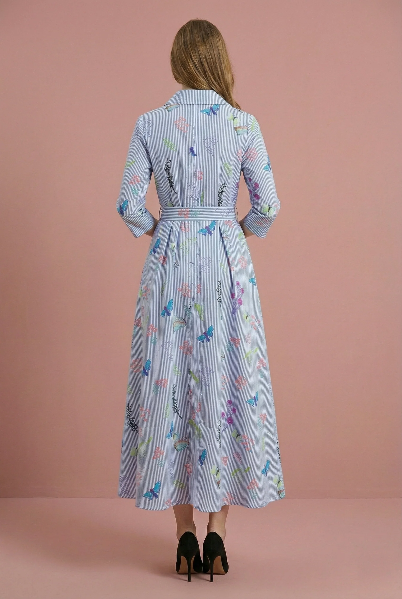 T2333 FLORAL STRIP SHIRT DRESS - Image 2