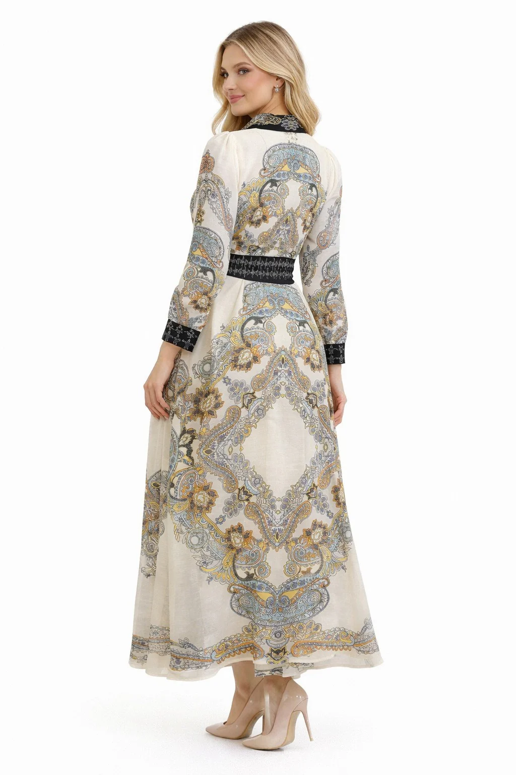 T2475 PAISLEY PRINT ORGANZA MAXI DRESS - Image 2