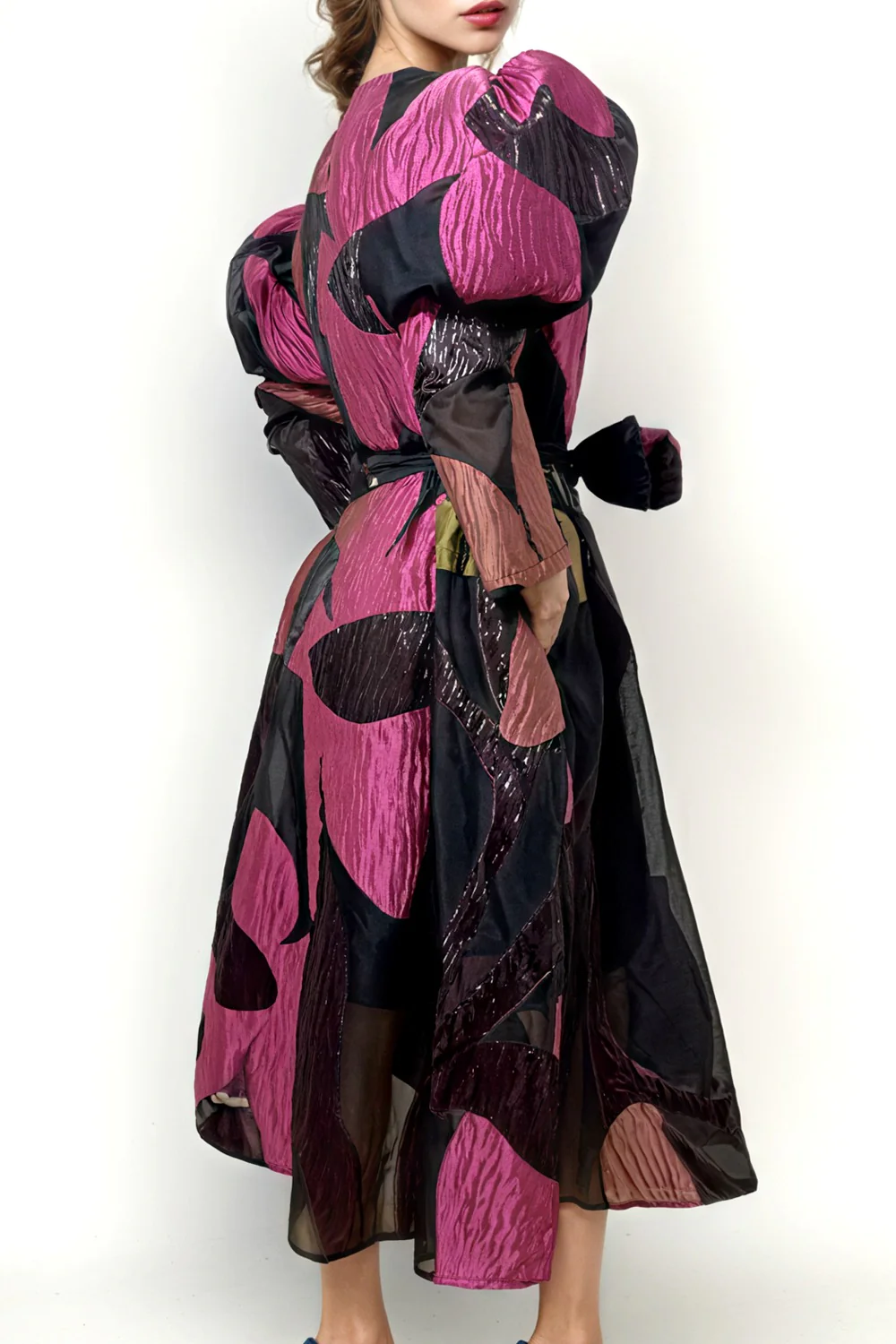 T25032 MUTTON SLEEVE DRESS - Image 3