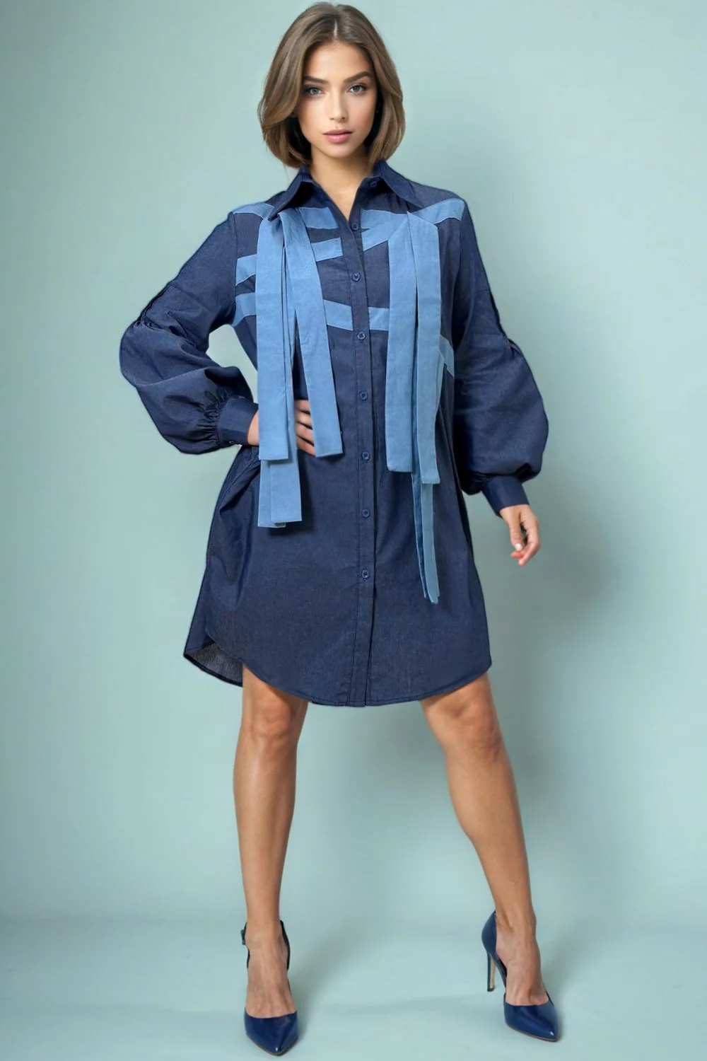 E73054 BUTTON-DOWN DRESS (XL, XXL, XXXL) - Image 2