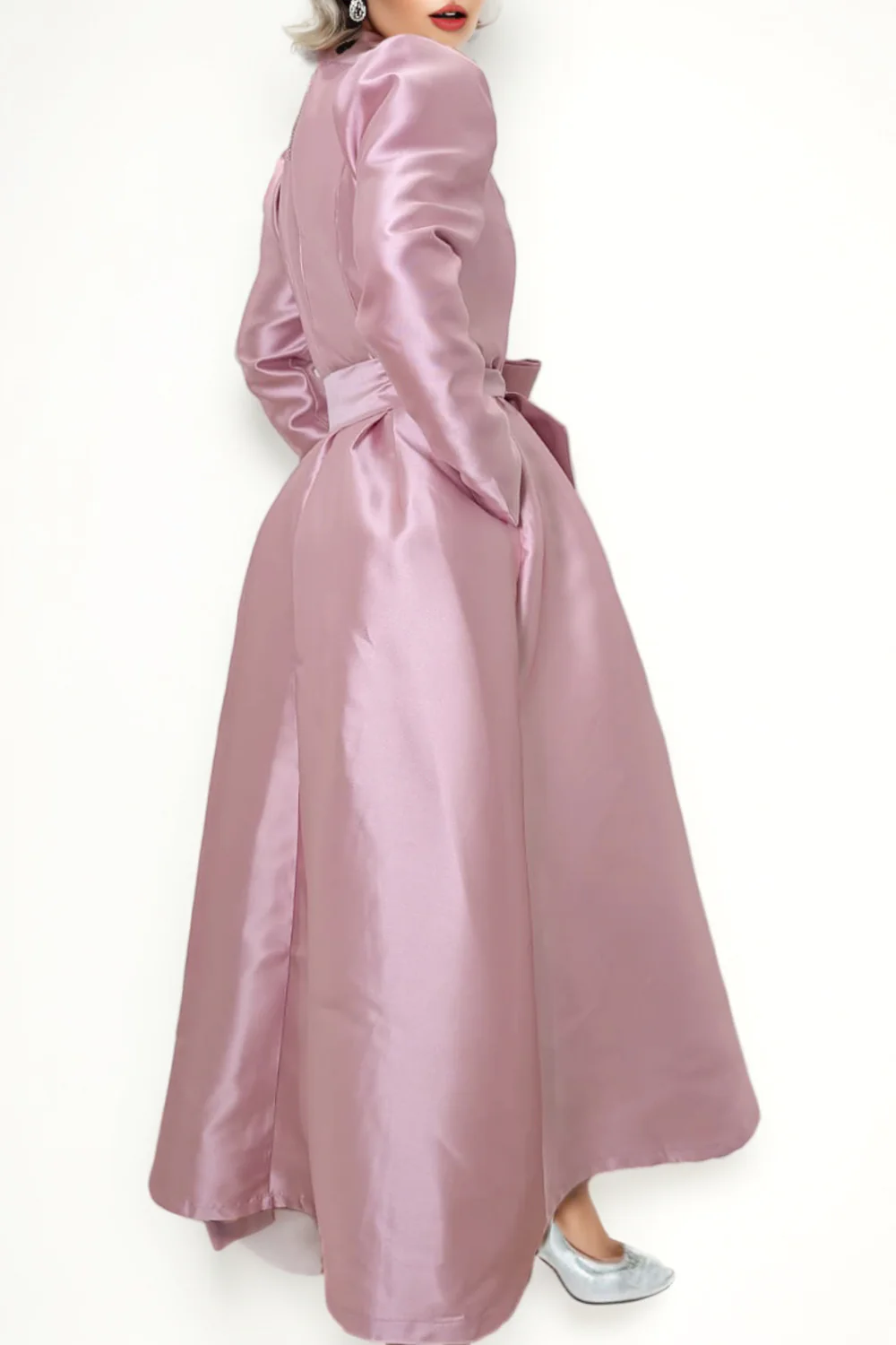 T2568 RHINESTONE NECKLINE DRESS (PINK, WHT, NAVY) - Image 4