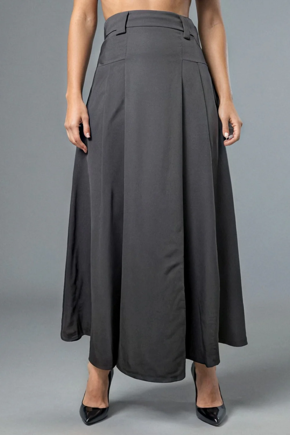 T2578 A- LINE BELTED SKIRT (BLK, GREY, COFFEE) - Image 3