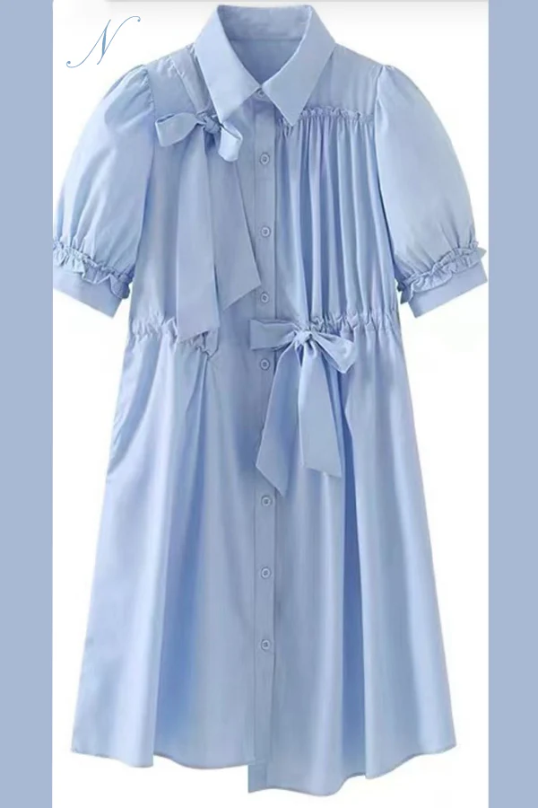 T81122D DRESS (WHT, ORANGE, BLUE) - Image 2