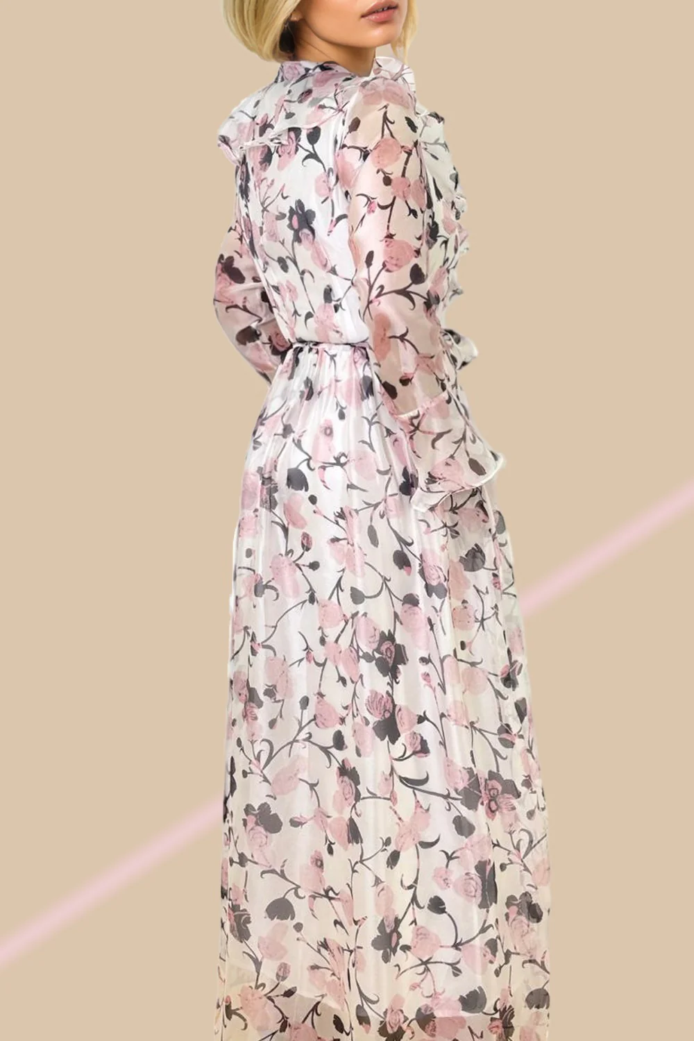 T8301 RUFFLE FLORAL DRESS - Image 2