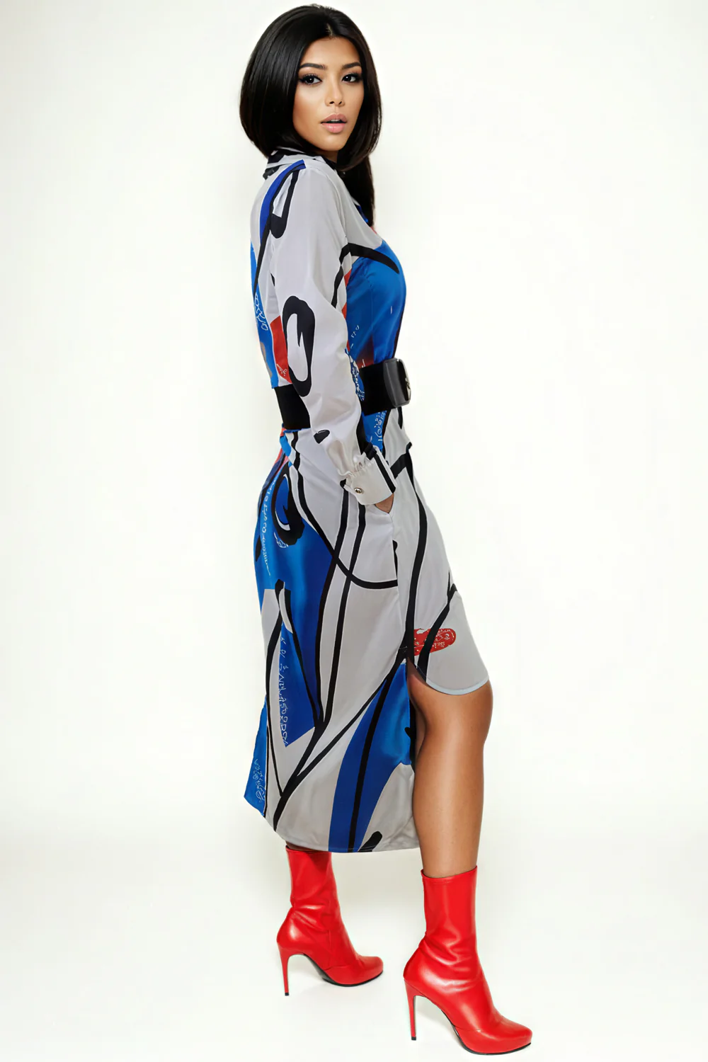 T8408 HI-LO BUTTON-DOWN DRESS - Image 2