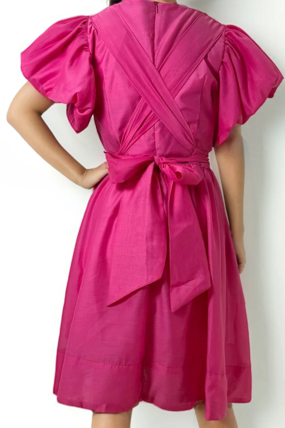 T8410 PUFF SLEEVE DRESS (ROSE, ORANGE) - Image 5