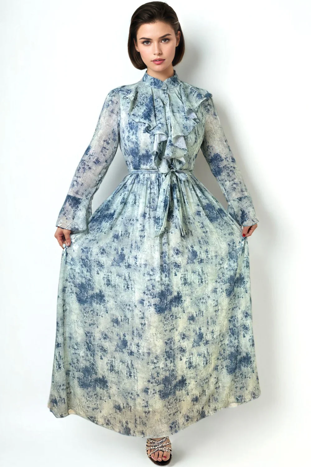 T8415 RUFFLE BUTTON UP DRESS - Image 2