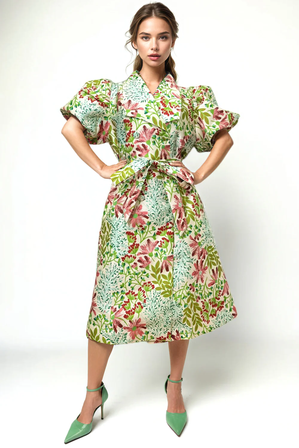 S3077 DOUBLE BREASTED MIDI DRESS