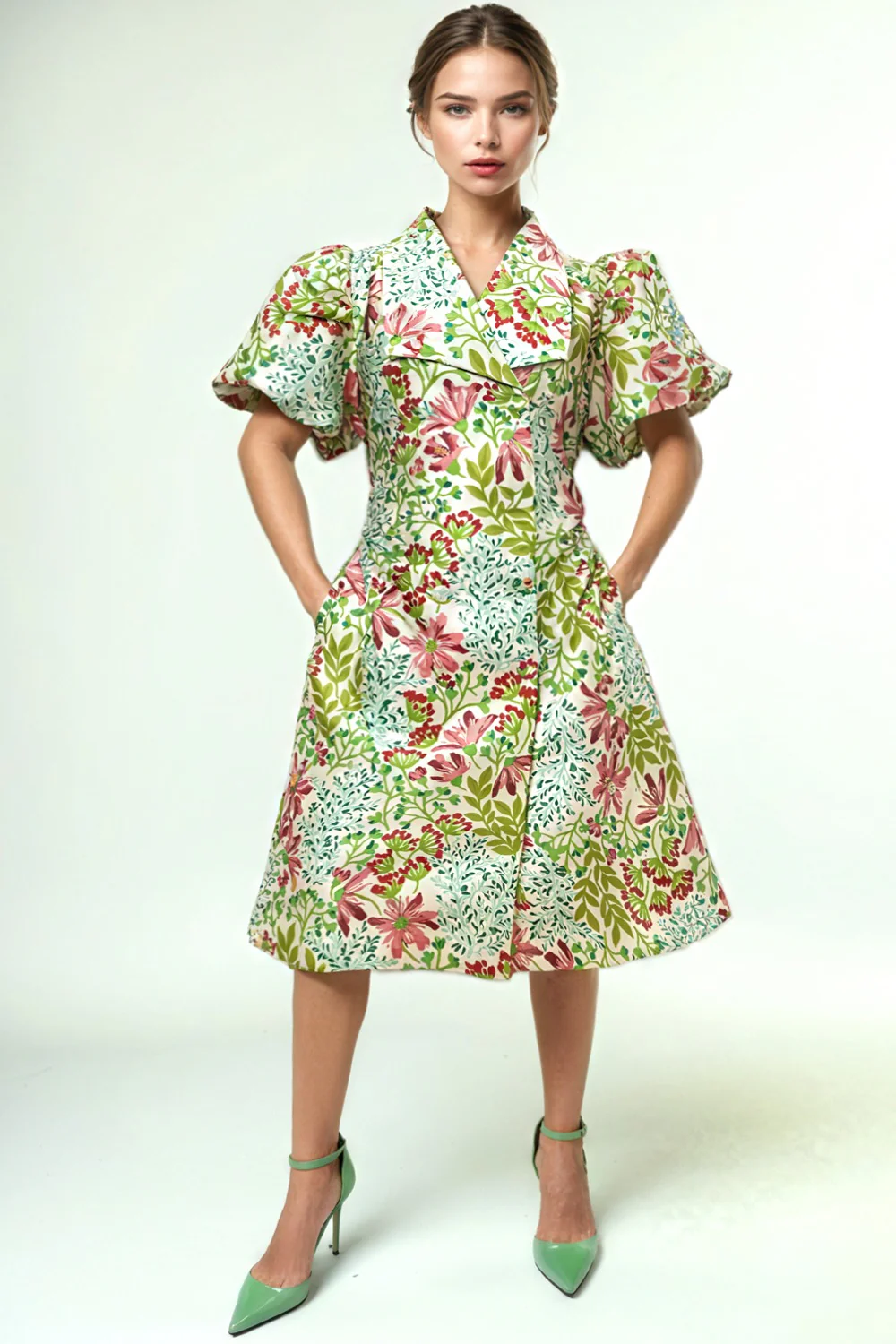 S3077 DOUBLE BREASTED MIDI DRESS - Image 2