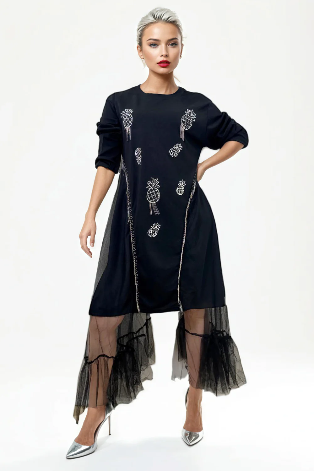 W1653 PINAPPLE FRINGE DRESS